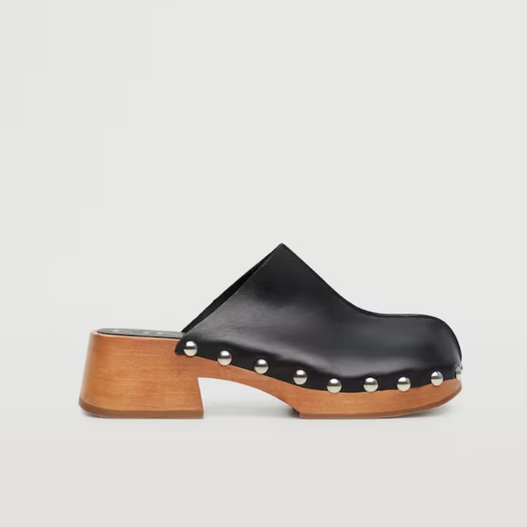 Mango Shoes - NWT Mango Studded Wooden Leather ClogS